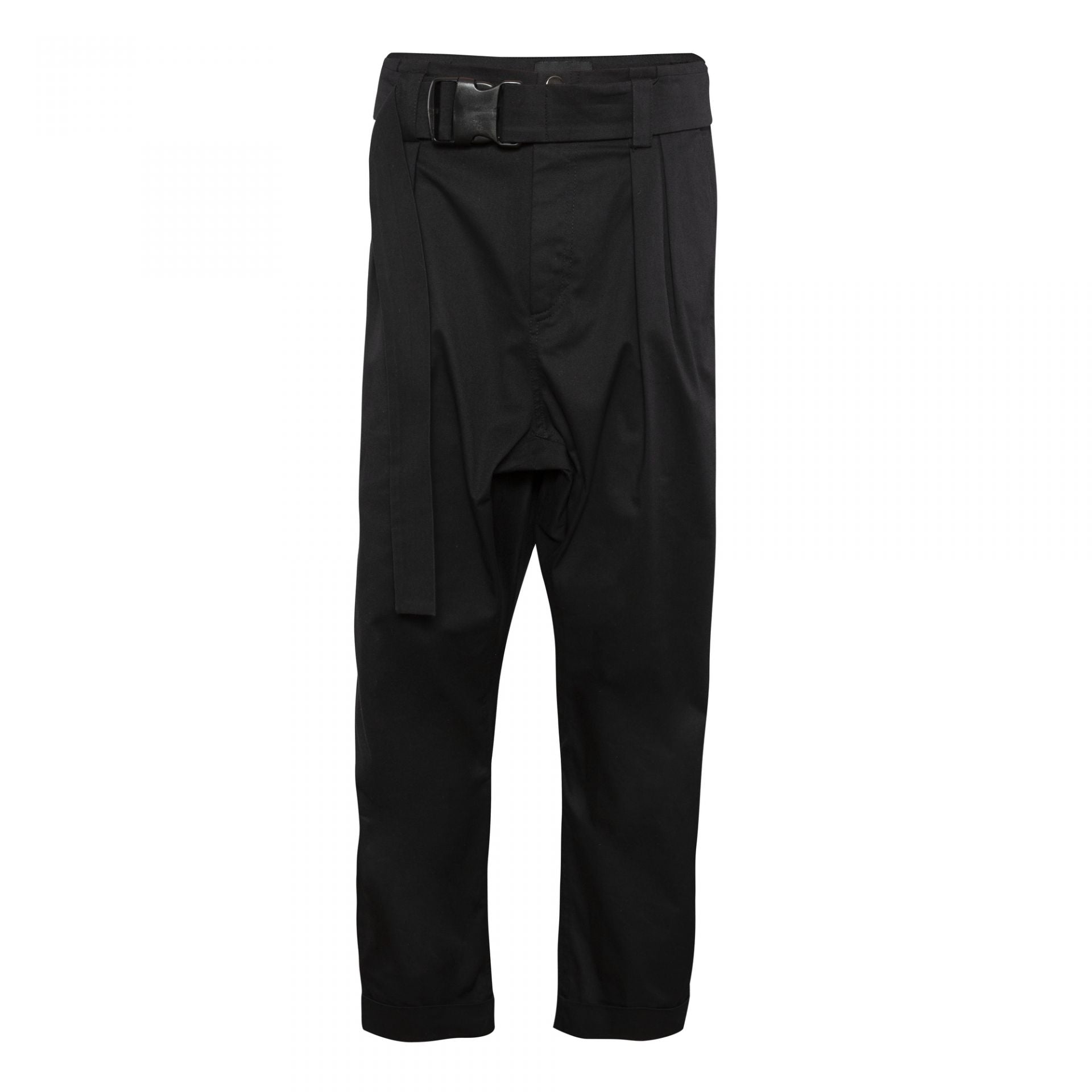 GUSSET TROUSERS WITH BELT BLACK